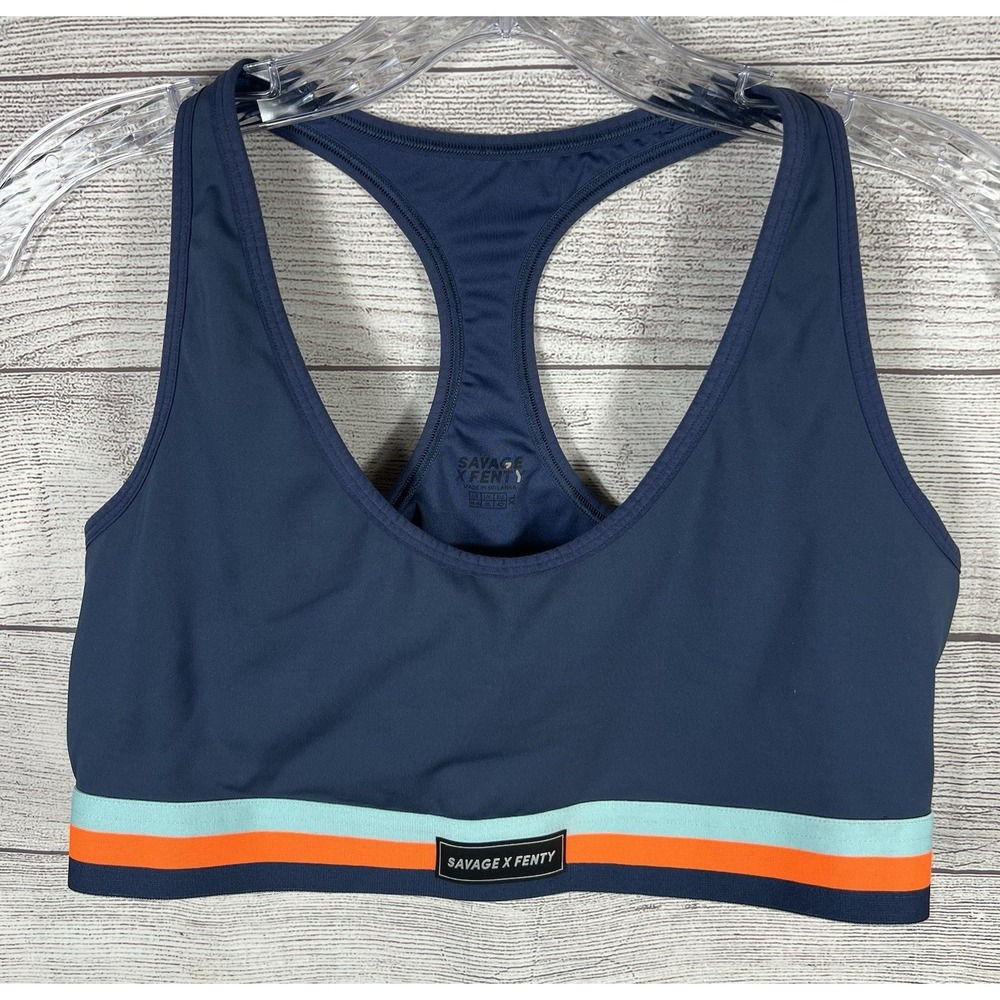 Savage X Fenty Women's Size XL Sports Bra Navy Racerback Athletic Top Activewear